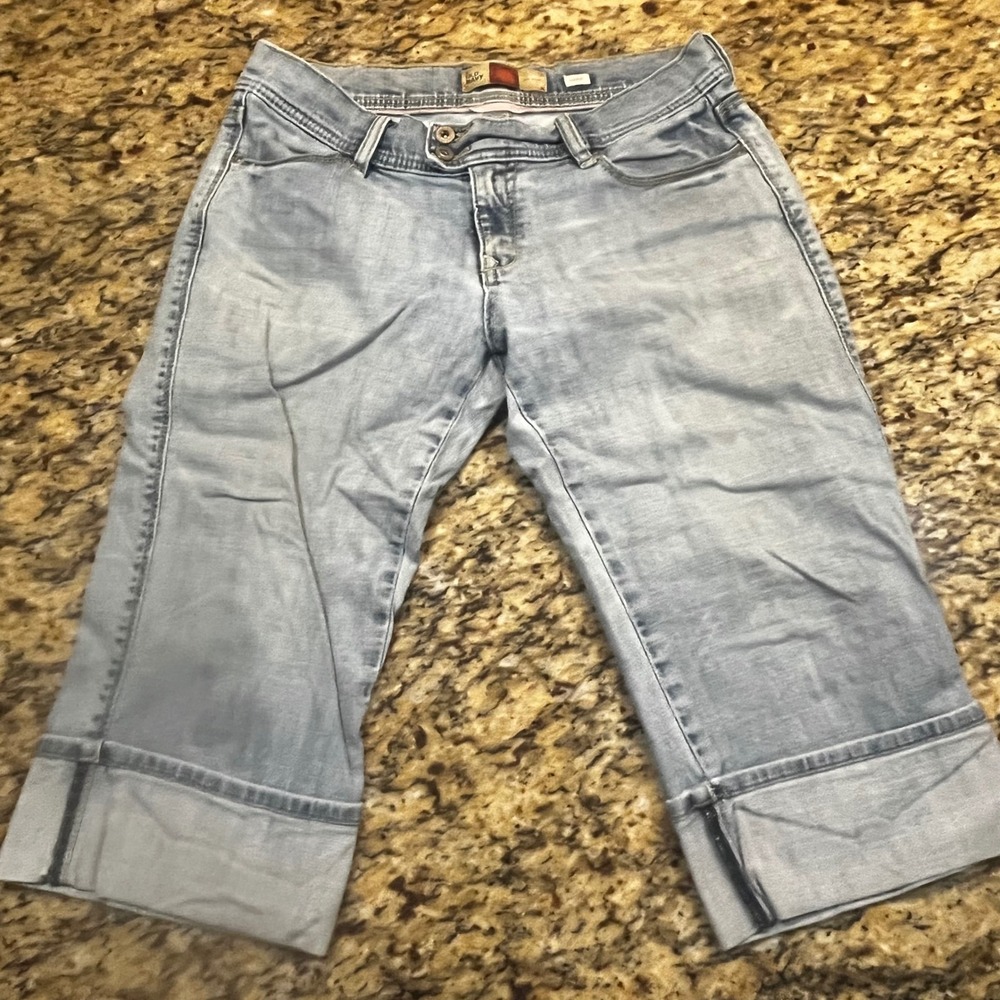 Vintage Old Navy Women 10 Low Waist Capri Jeans Light Wash Stretch Cropped Pants